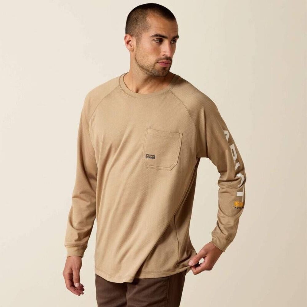 Ariat Rebar Heat Fighter T-Shirt Khaki Utility Tactical Blue Collar Outdoor